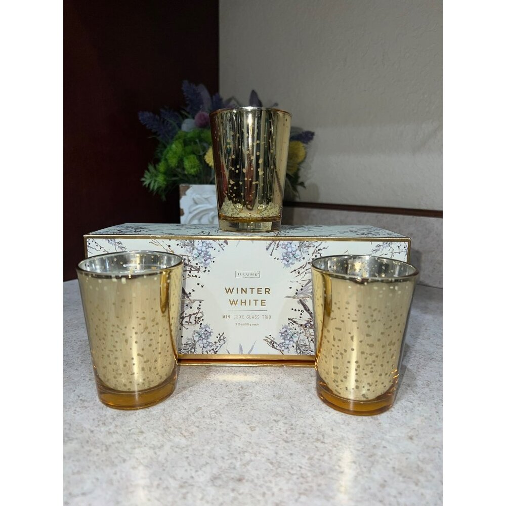 Illume Winter White Mini Luxe Glass Candle Trio